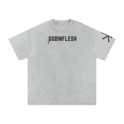 Safe in His Hands God in Flesh Christian t-shirt, Light Gray, front with John 10:28