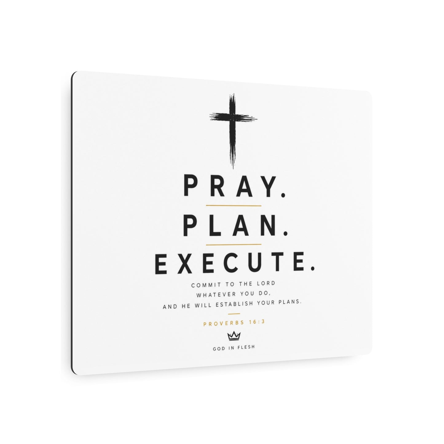 Pray. Plan. Execute. Metal Wall Sign — Inspirational Christian Home Decor