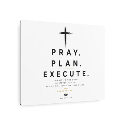 Pray. Plan. Execute. Metal Wall Sign — Inspirational Christian Home Decor