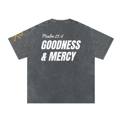 Goodness & Mercy God in Flesh Christian t-shirt, Pirate Gray, back with Psalm 23:6