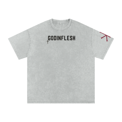 Love Like Jesus God in Flesh Christian t-shirt, Light Gray, front with John 13:34