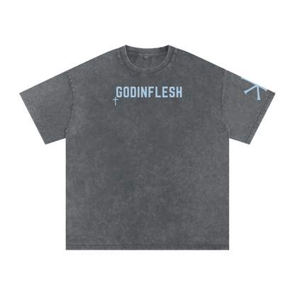The God of Hope God in Flesh Christian t-shirt, Pirate Gray, front with Romans 15:13