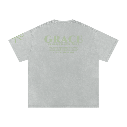 My Grace Is Sufficient God in Flesh Christian t-shirt, Light Gray, back with 2 Corinthians 12:9