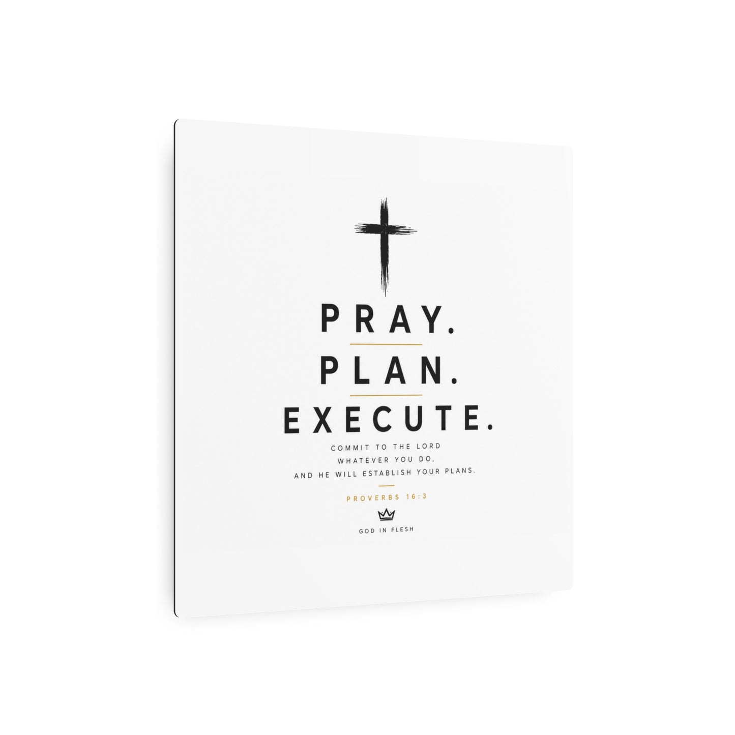 Pray. Plan. Execute. Metal Wall Sign — Inspirational Christian Home Decor