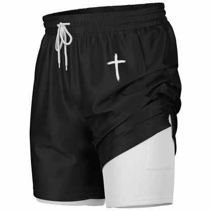 God in Flesh Cross 2-in-1 Shorts ✝️🏃‍♂️