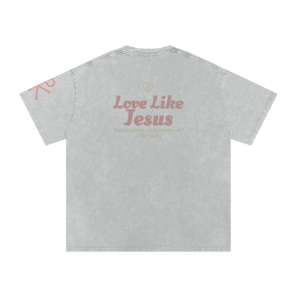 Love Like Jesus God in Flesh Christian t-shirt, Light Gray, back with John 13:34