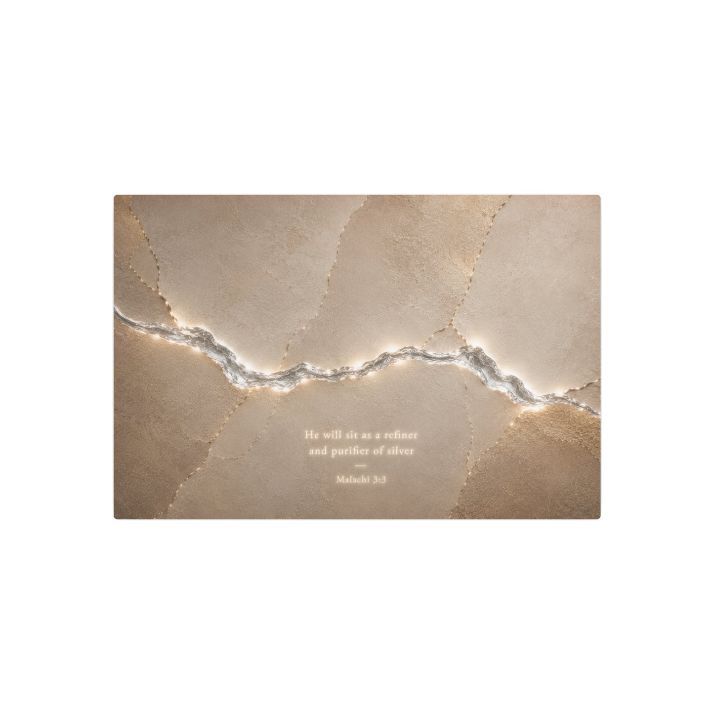 Metal Art Sign — Isaiah 40:31 Inspirational Wall Plaque, Neutral Marble Crack Design
