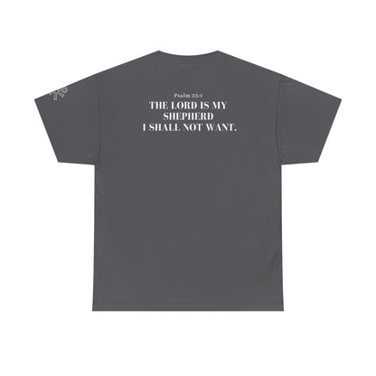 GodinFlesh Psalm 23 Tee – “The Lord Is My Shepherd, I Shall Not Want” Christian T‑Shirt