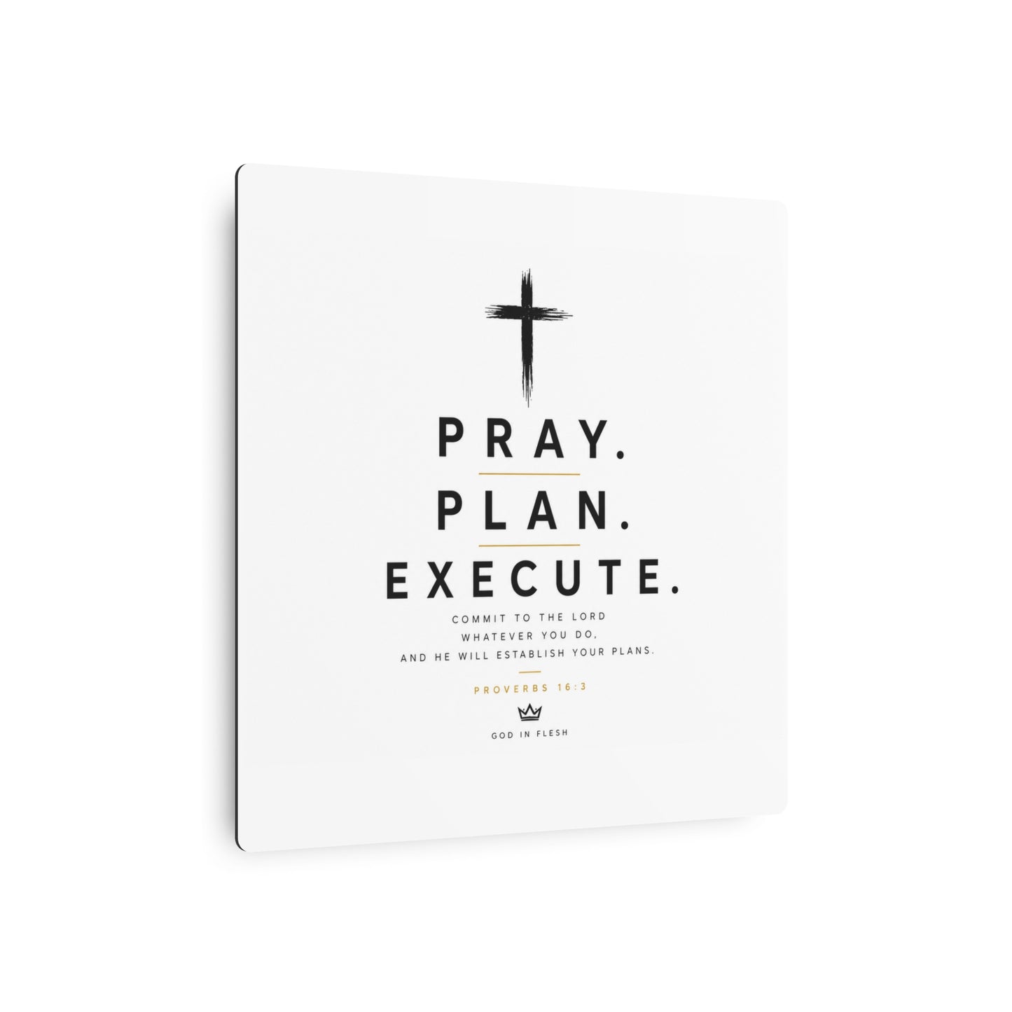 Pray. Plan. Execute. Metal Wall Sign — Inspirational Christian Home Decor