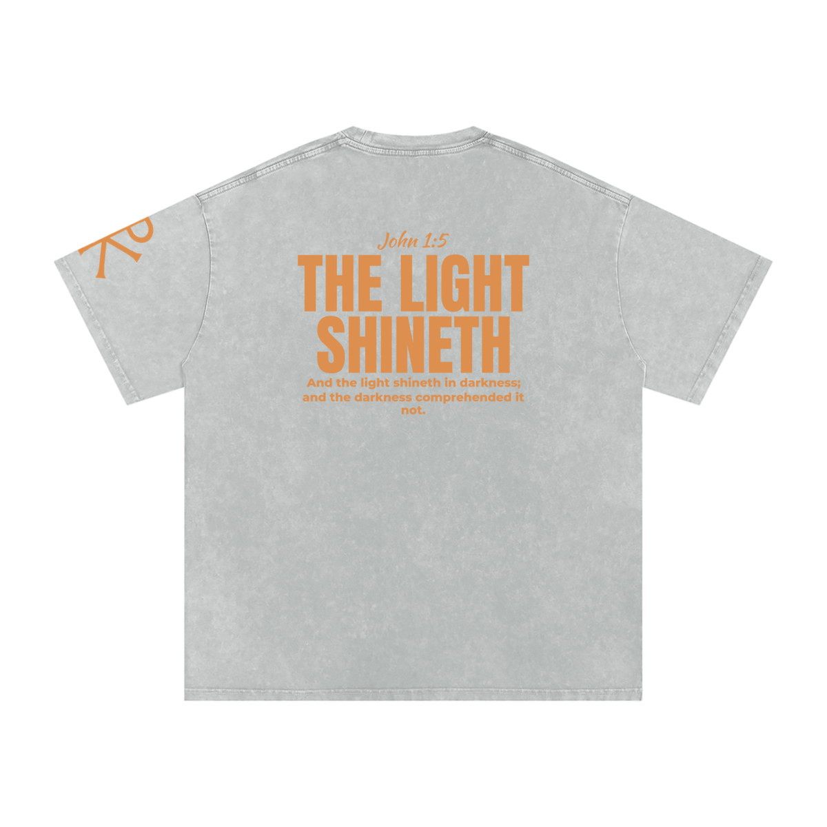 The Light Shineth God in Flesh Christian t-shirt, Light Gray, back with John 1:5