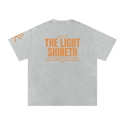 The Light Shineth God in Flesh Christian t-shirt, Light Gray, back with John 1:5