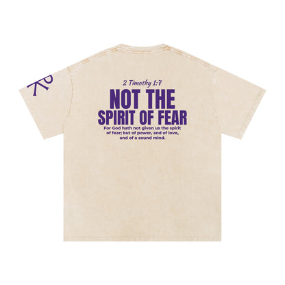 Not the Spirit of Fear God in Flesh Christian t-shirt, Apricot, back with 2 Timothy 1:7