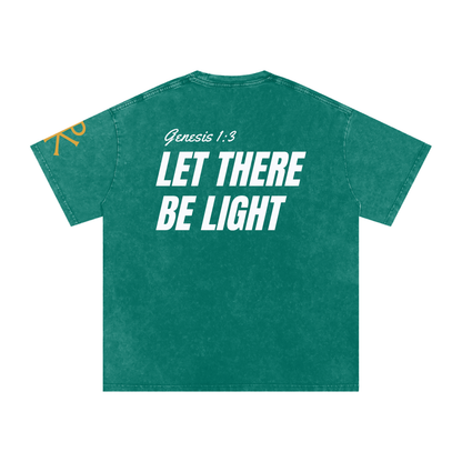 Let There Be Light God in Flesh Christian t-shirt, Dark Green, back with Genesis 1:3