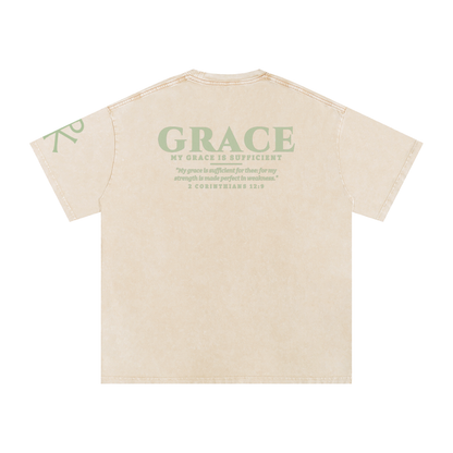 My Grace Is Sufficient God in Flesh Christian t-shirt, Apricot, back with 2 Corinthians 12:9