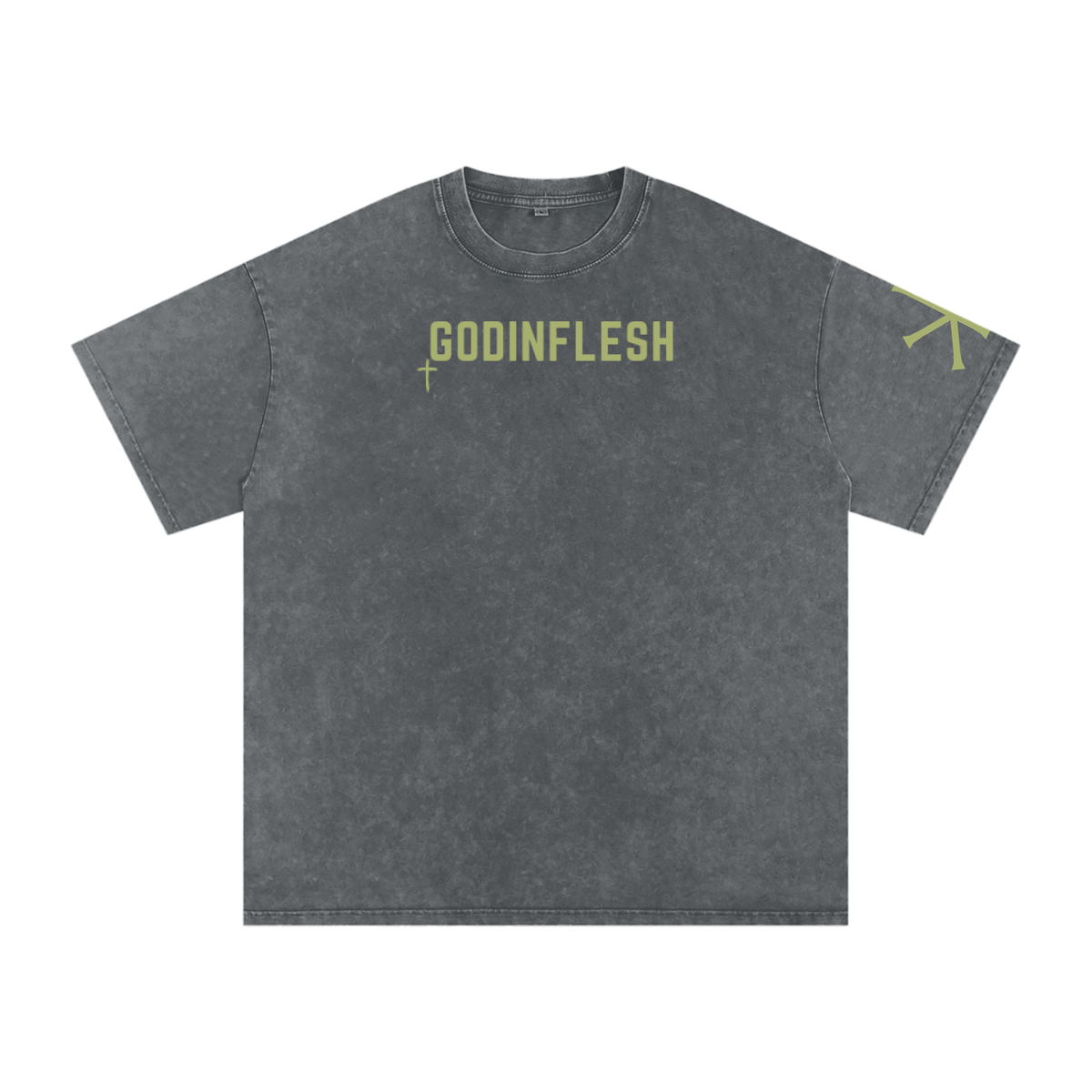 Arise, Shine God in Flesh Christian t-shirt, Pirate Gray, front with Isaiah 60:1