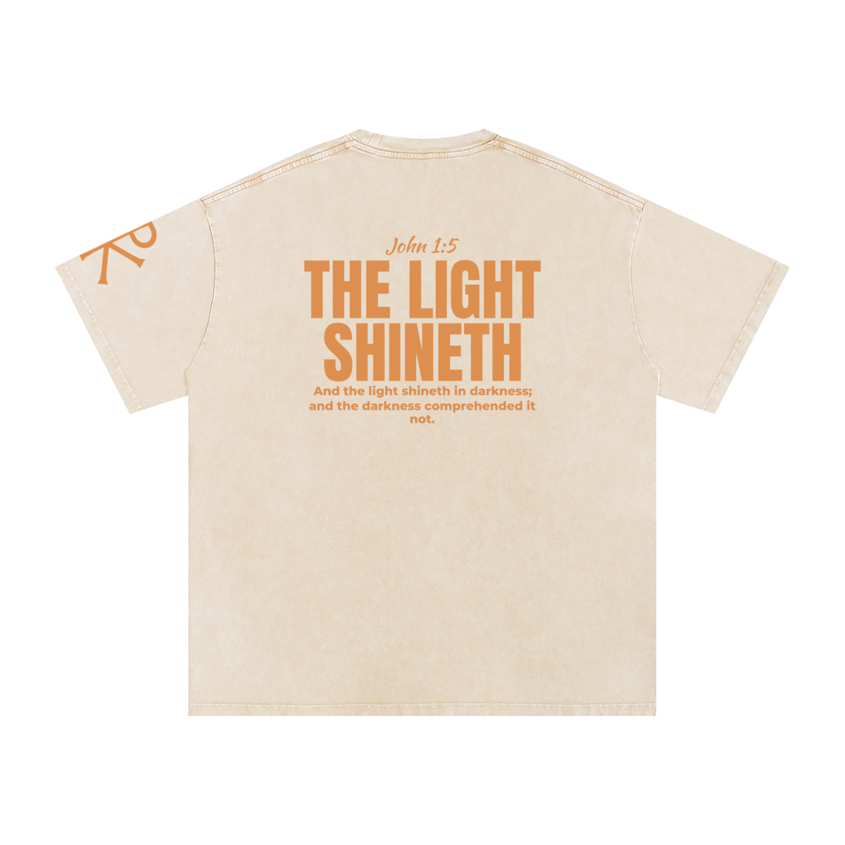 The Light Shineth God in Flesh Christian t-shirt, Apricot, back with John 1:5