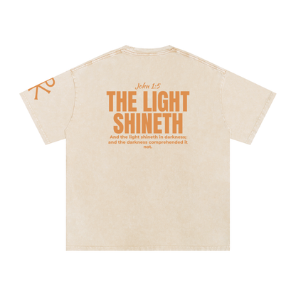 The Light Shineth God in Flesh Christian t-shirt, Apricot, back with John 1:5