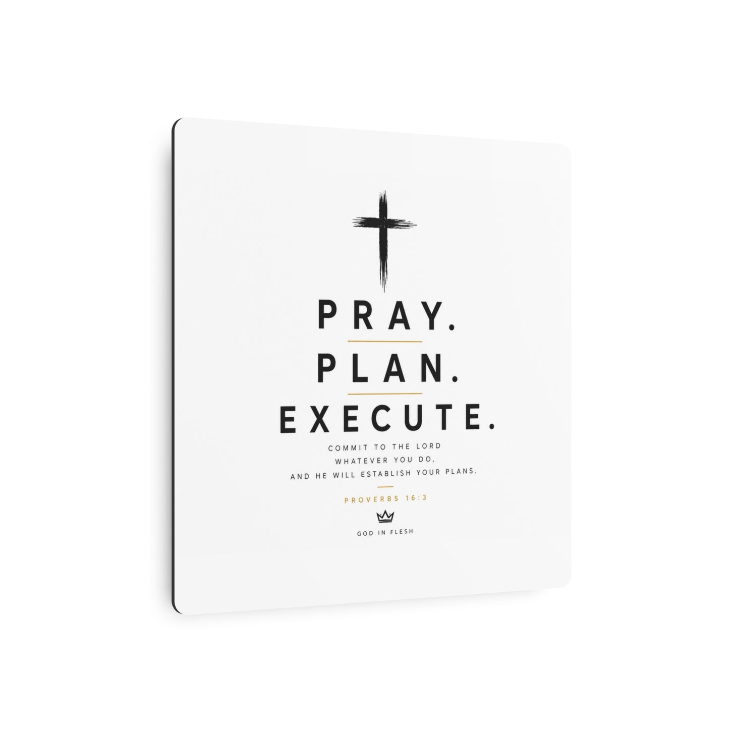 Pray. Plan. Execute. Metal Wall Sign — Inspirational Christian Home Decor