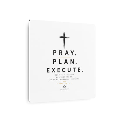 Pray. Plan. Execute. Metal Wall Sign — Inspirational Christian Home Decor