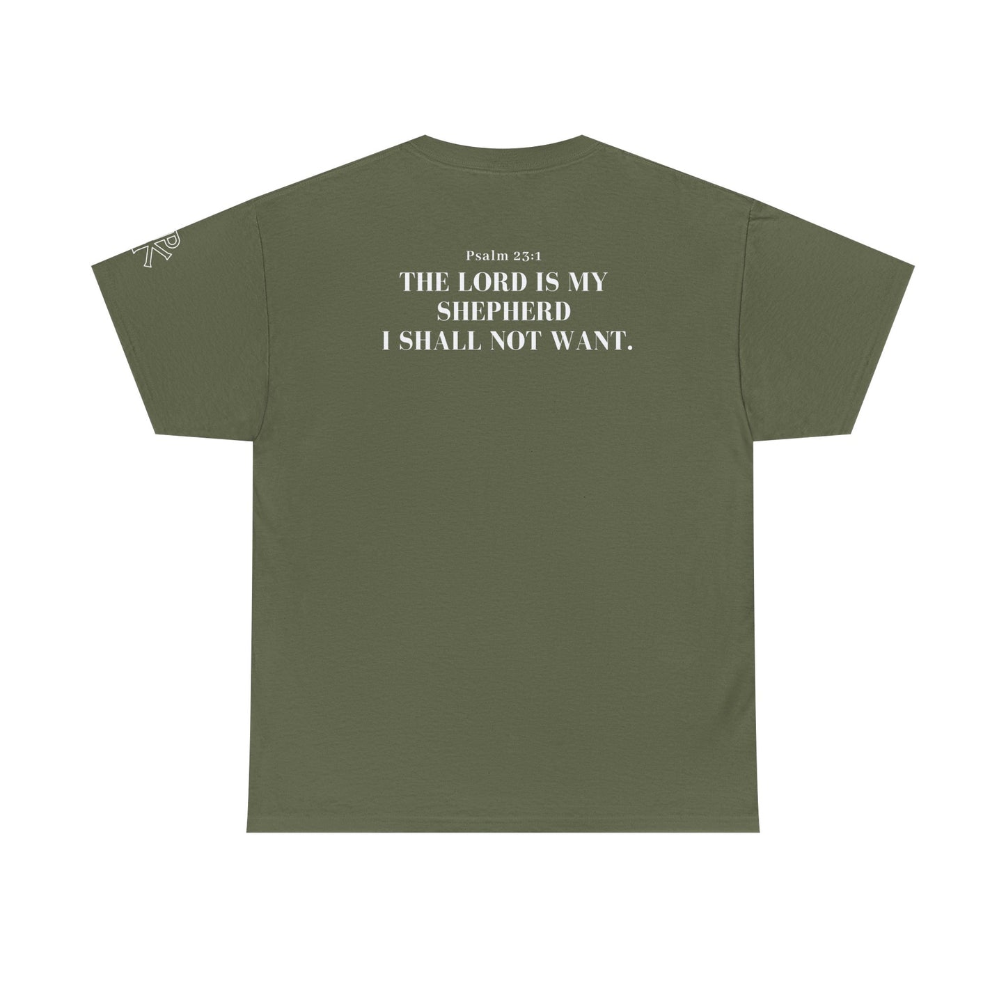 GodinFlesh Psalm 23 Tee – “The Lord Is My Shepherd, I Shall Not Want” Christian T‑Shirt