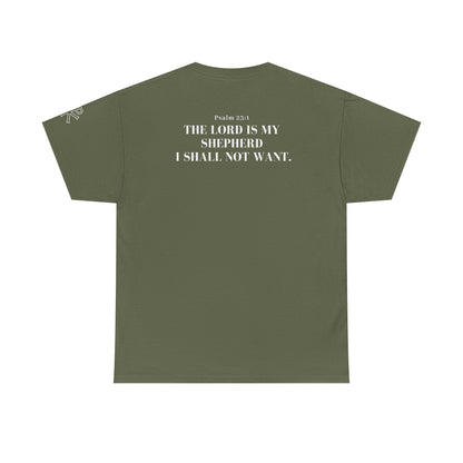 GodinFlesh Psalm 23 Tee – “The Lord Is My Shepherd, I Shall Not Want” Christian T‑Shirt