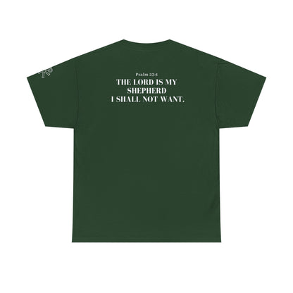 GodinFlesh Psalm 23 Tee – “The Lord Is My Shepherd, I Shall Not Want” Christian T‑Shirt