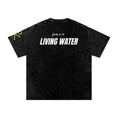 Living Water God in Flesh Christian t-shirt, Black, back with John 4:14