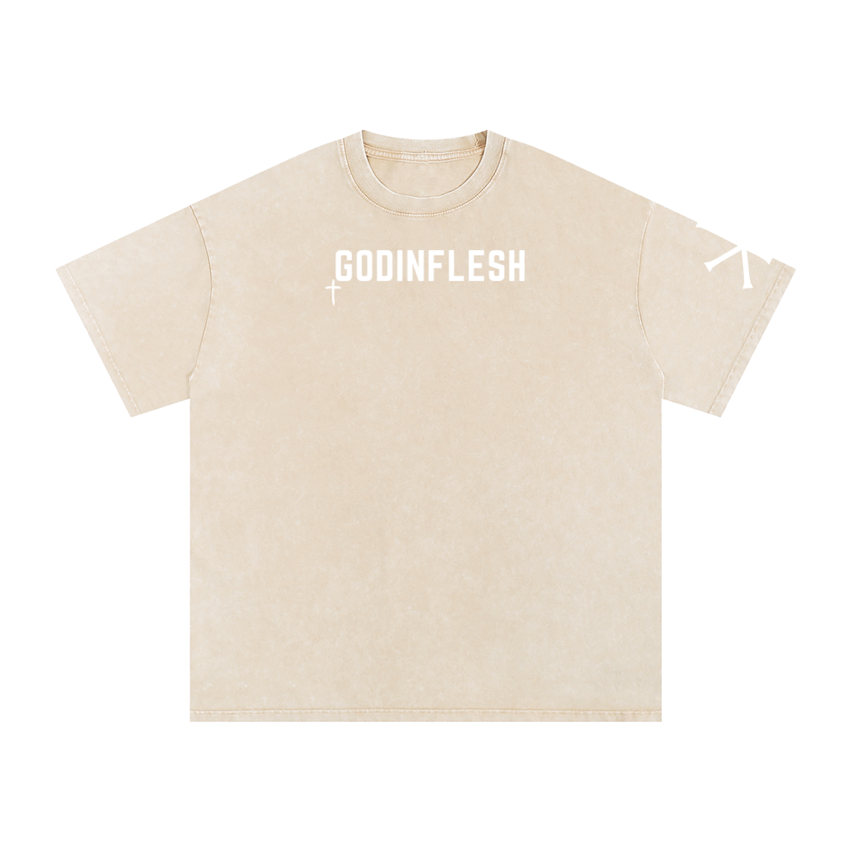 Glory to God in the Highest God in Flesh Christian t-shirt, Apricot, front with Luke 2:14