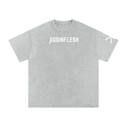 Praying Hands God in Flesh Christian t-shirt, Light Gray, front with Philippians 4:6