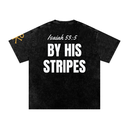 By His Stripes God in Flesh Christian t-shirt, Black, back with Isaiah 53:5