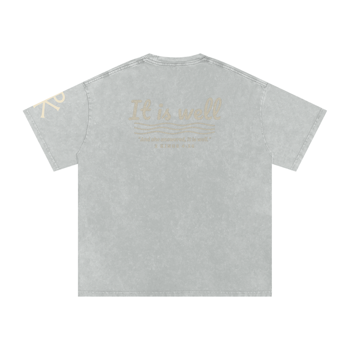 It Is Well God in Flesh Christian t-shirt, Light Gray, back with 2 Kings 4:26