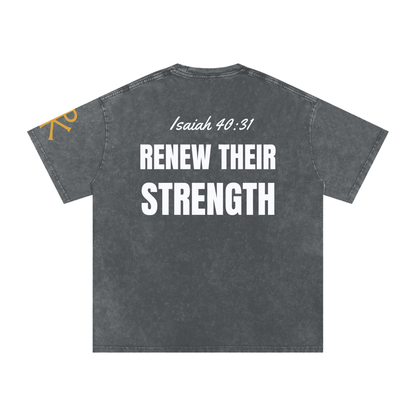Renew Their Strength God in Flesh Christian t-shirt, Pirate Gray, back with Isaiah 40:31