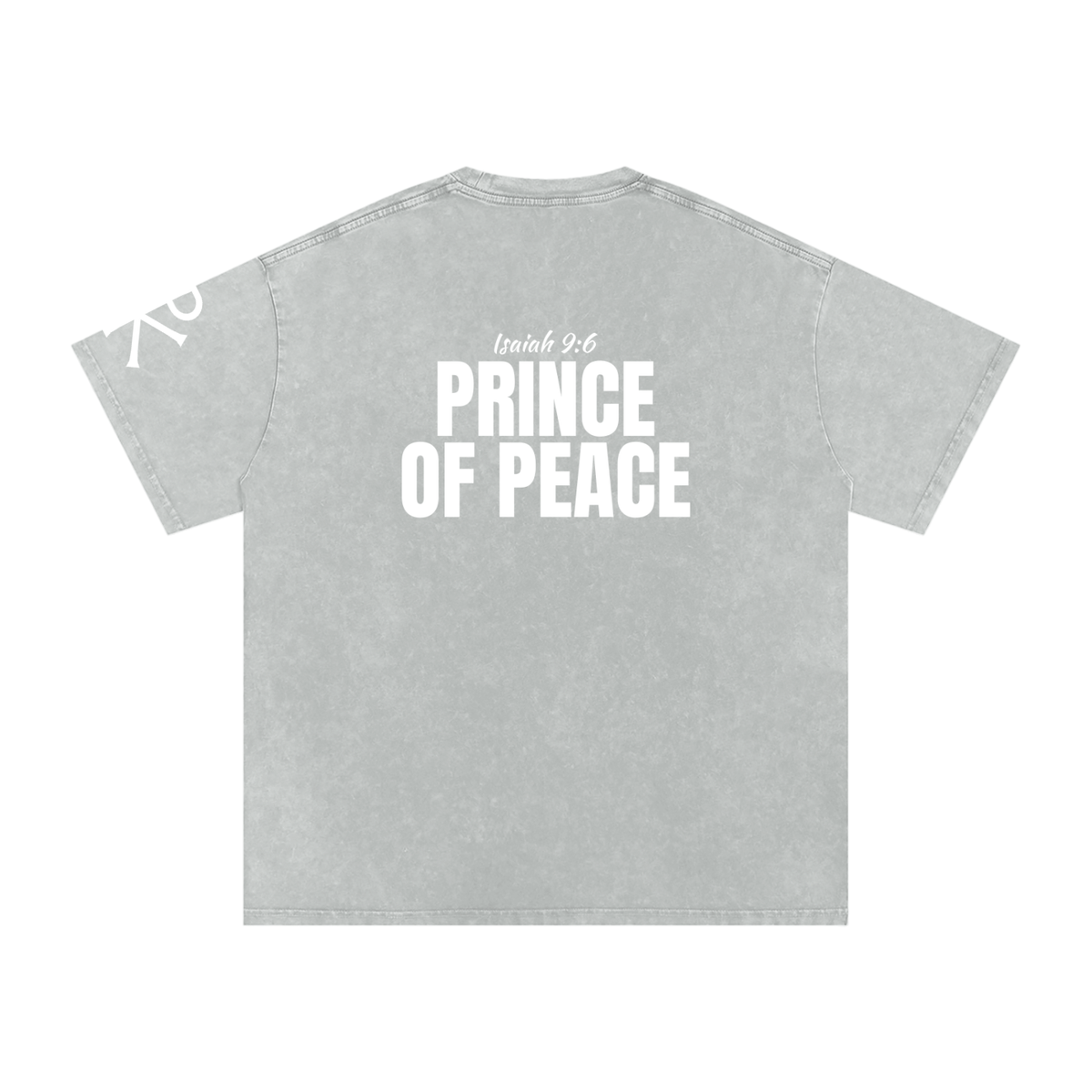 Prince of Peace God in Flesh Christian t-shirt, Light Gray, back with Isaiah 9:6
