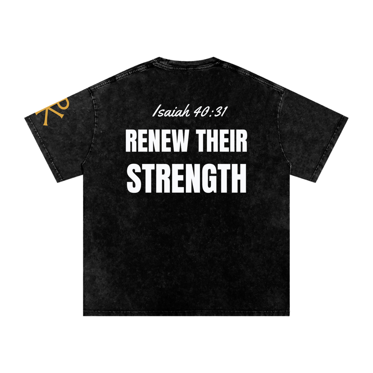 Renew Their Strength God in Flesh Christian t-shirt, Black, back with Isaiah 40:31