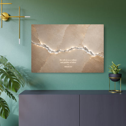 Metal Art Sign — Isaiah 40:31 Inspirational Wall Plaque, Neutral Marble Crack Design