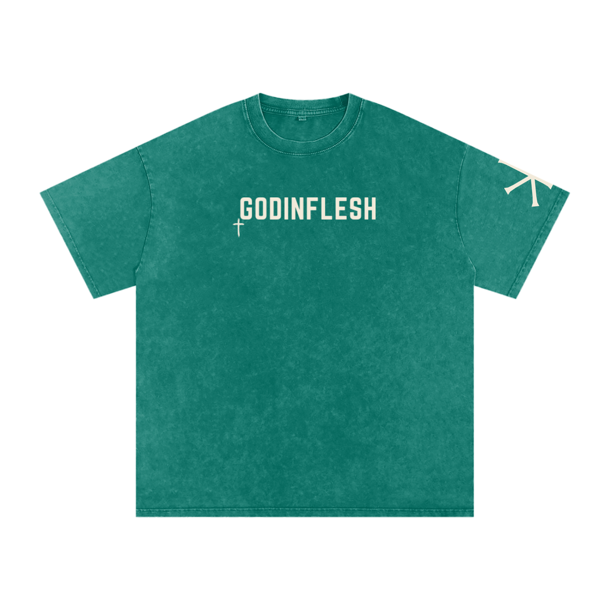 Salt & Light God in Flesh Christian t-shirt, Dark Green, front with Matthew 5:13-14
