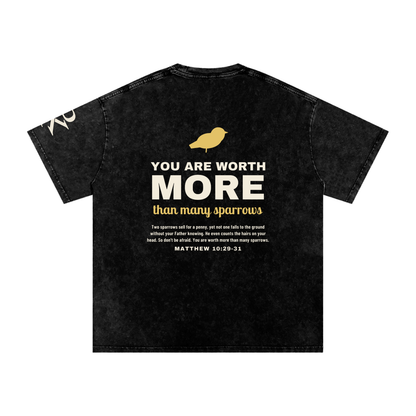 YOU ARE WORTH MORE Sparrows Snow Wash Tee