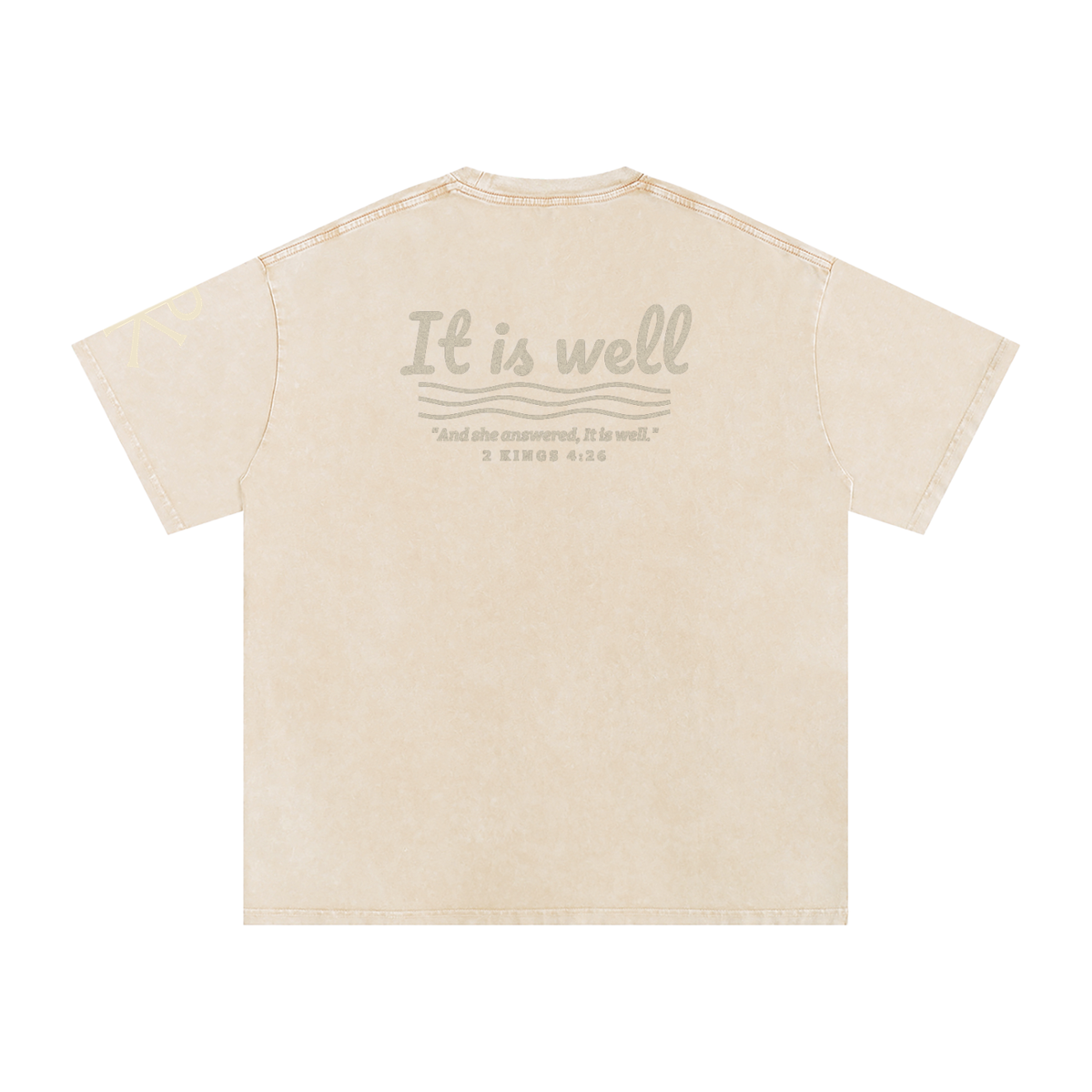 It Is Well God in Flesh Christian t-shirt, Apricot, back with 2 Kings 4:26