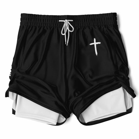 God in Flesh Cross 2-in-1 Shorts ✝️🏃‍♂️