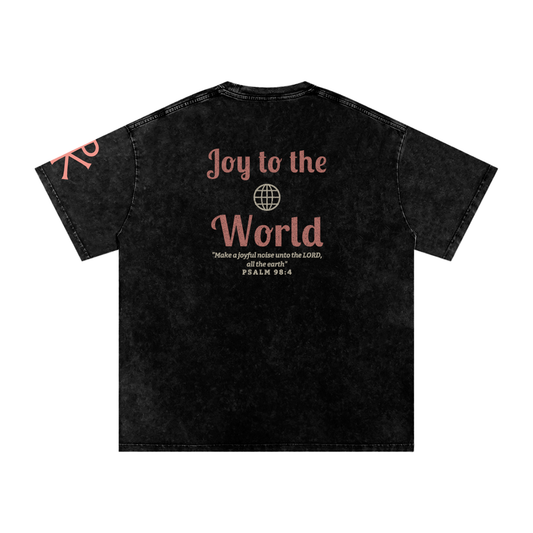Joy to the World God in Flesh Christian t-shirt, Black, back with Psalm 98:4
