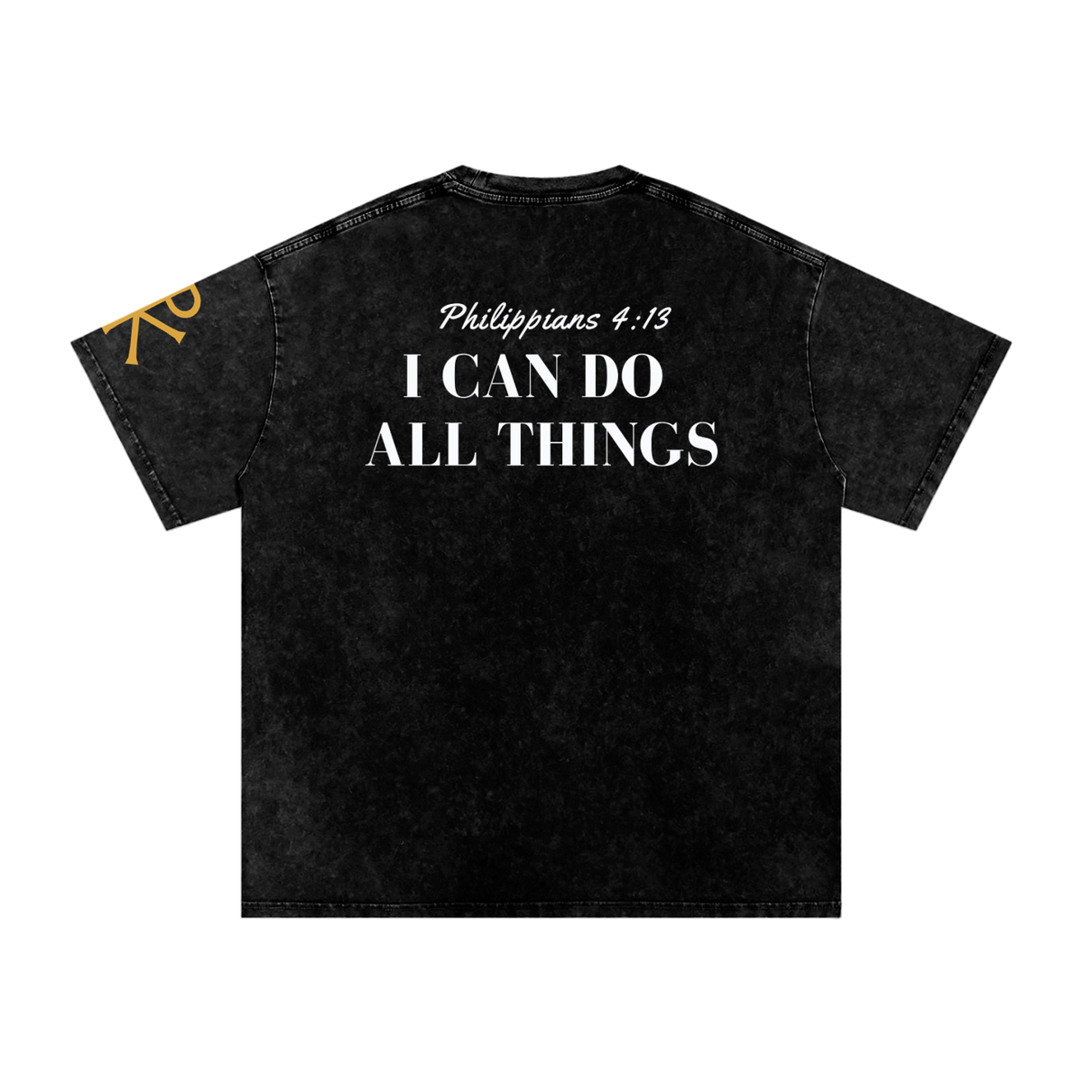 I Can Do All Things God in Flesh Christian t-shirt, Black, back with Philippians 4:13