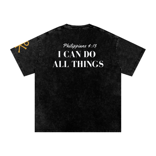 I Can Do All Things God in Flesh Christian t-shirt, Black, back with Philippians 4:13