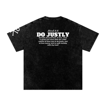 Do Justly God in Flesh Christian t-shirt, Black, back with Micah 6:8