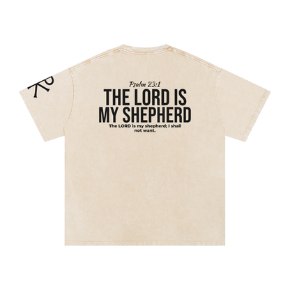 The Lord Is My Shepherd God in Flesh Christian t-shirt, Apricot, back with Psalm 23:1