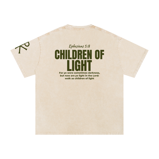 Children of Light God in Flesh Christian t-shirt, Apricot, back with Ephesians 5:8