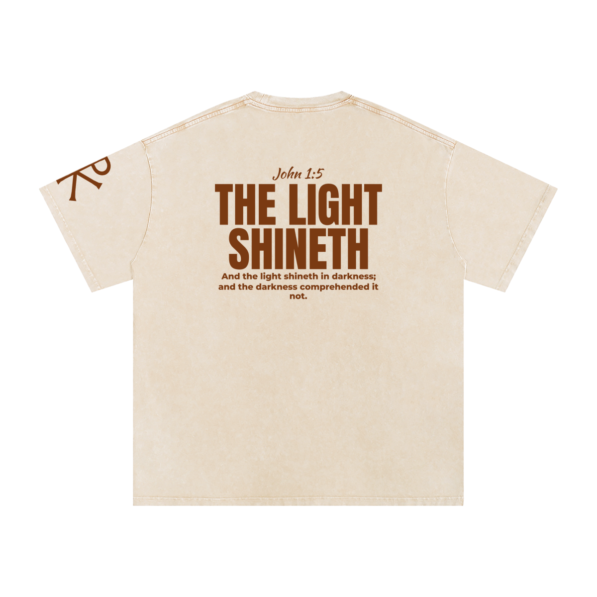 The Light Shineth God in Flesh Christian t-shirt, Apricot, back with John 1:5