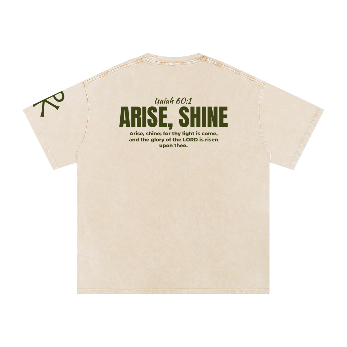 Arise, Shine God in Flesh Christian t-shirt, Apricot, back with Isaiah 60:1