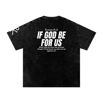 If God Be for Us God in Flesh Christian t-shirt, Black, back with Romans 8:31
