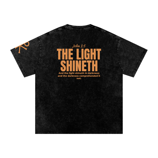 The Light Shineth God in Flesh Christian t-shirt, Black, back with John 1:5