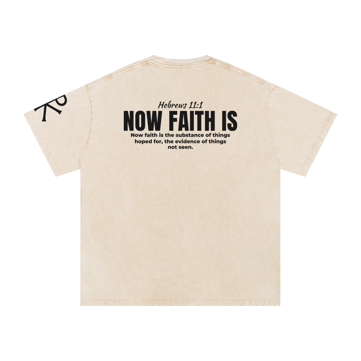 Now Faith Is God in Flesh Christian t-shirt, Apricot, back with Hebrews 11:1